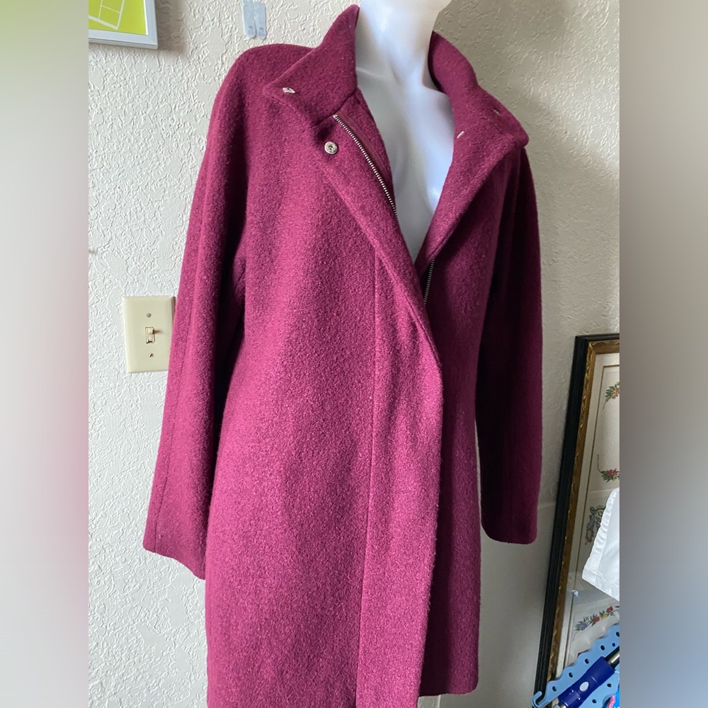 Express classic wool blend‎ coat large old money burgandy